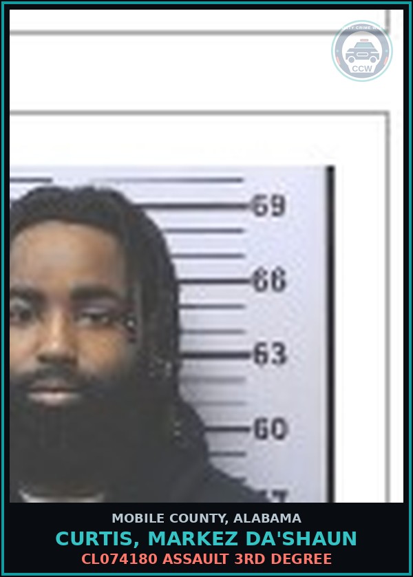 Booking mugshot of CURTIS, MARKEZ DA'SHAUN in Mobile County