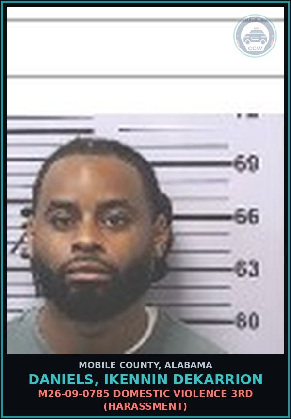 Booking mugshot of DANIELS, IKENNIN DEKARRION in Mobile County