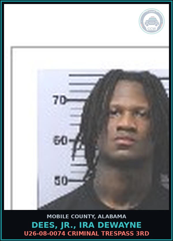 Booking mugshot of DEES, JR., IRA DEWAYNE in Mobile County