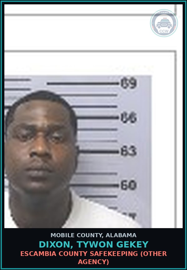 Booking mugshot of DIXON, TYWON GEKEY in Mobile County
