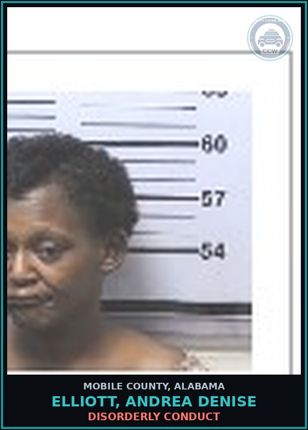 Booking mugshot of ELLIOTT, ANDREA DENISE in Mobile County