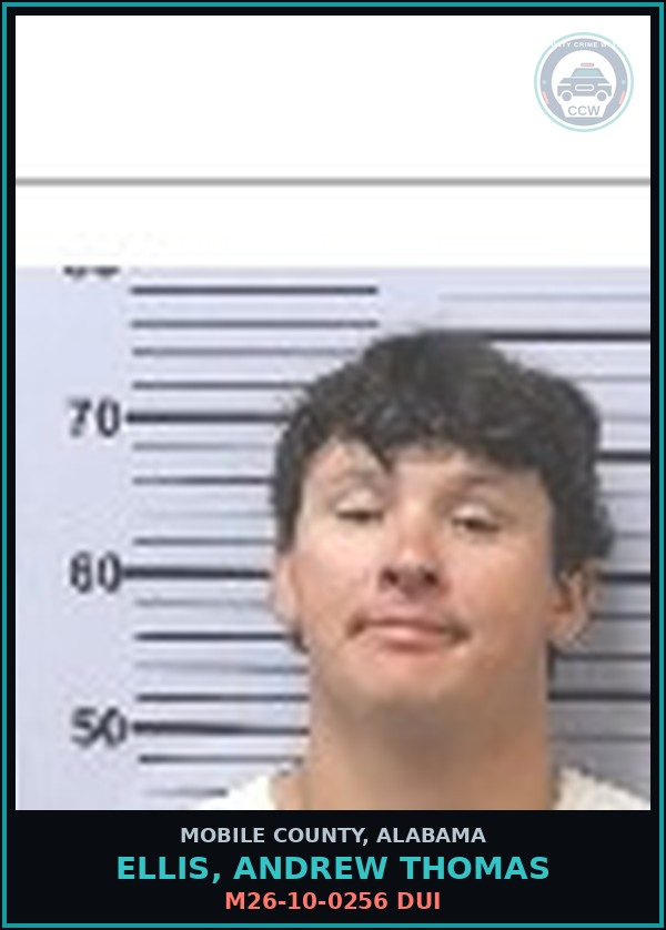 Booking mugshot of ELLIS, ANDREW THOMAS in Mobile County