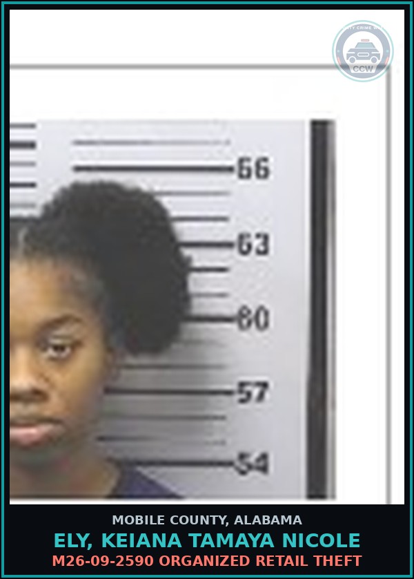 Booking mugshot of ELY, KEIANA TAMAYA NICOLE in Mobile County