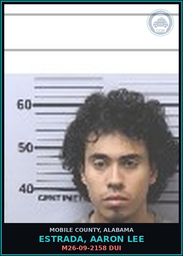 Booking mugshot of ESTRADA, AARON LEE in Mobile County