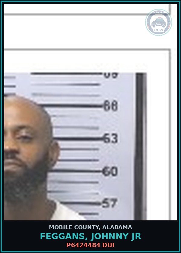 Booking mugshot of FEGGANS, JOHNNY JR in Mobile County