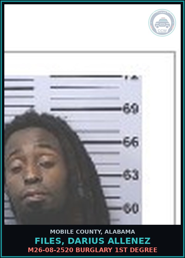 Booking mugshot of FILES, DARIUS ALLENEZ in Mobile County