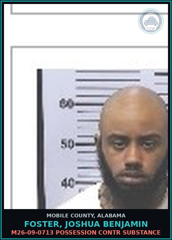 Booking mugshot of FOSTER, JOSHUA BENJAMIN in Mobile County