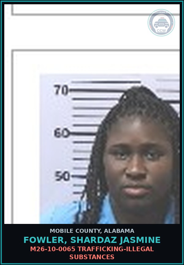 Booking mugshot of FOWLER, SHARDAZ JASMINE in Mobile County
