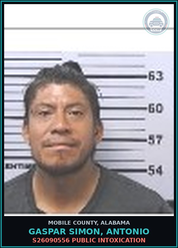 Booking mugshot of GASPAR SIMON, ANTONIO in Mobile County