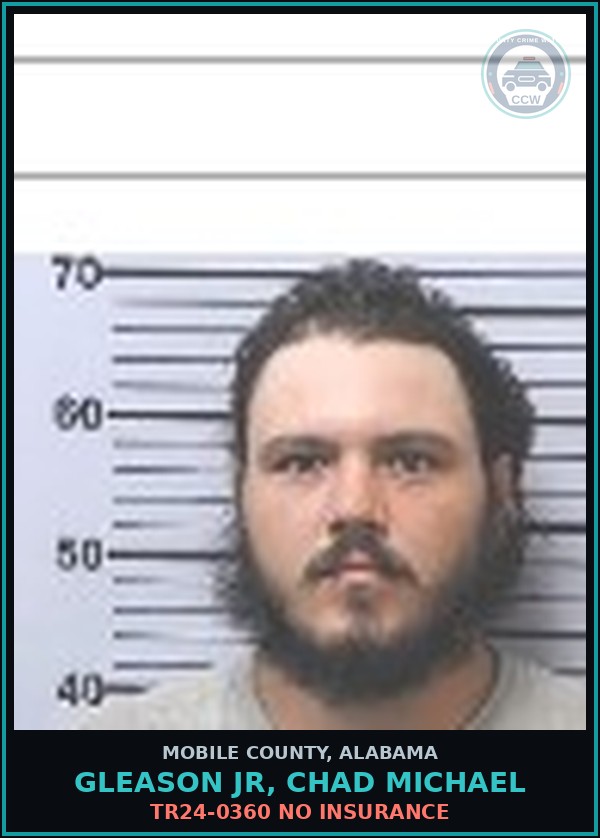 Booking mugshot of GLEASON JR, CHAD MICHAEL in Mobile County
