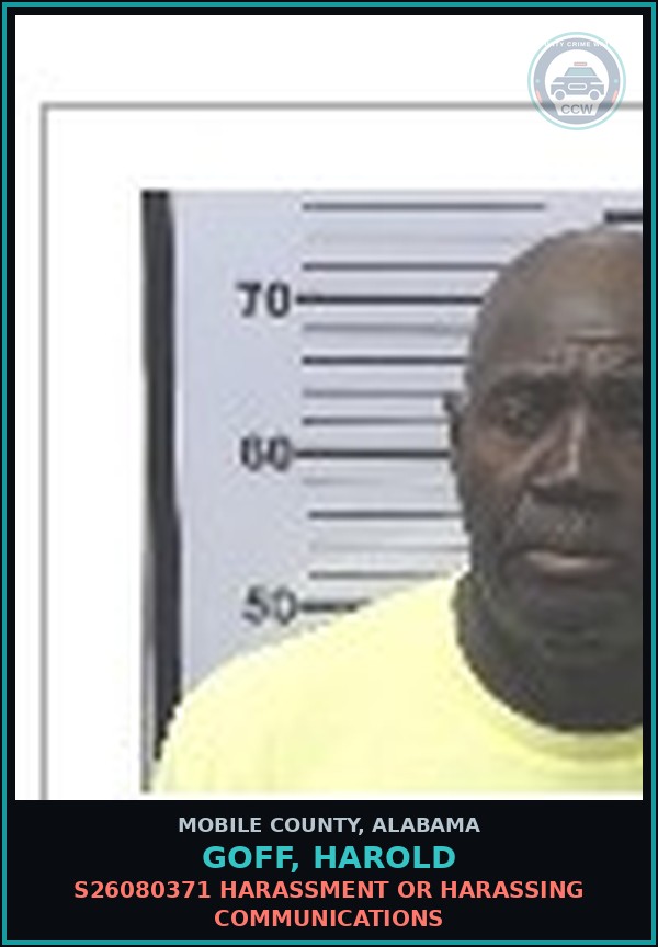 Booking mugshot of GOFF, HAROLD in Mobile County