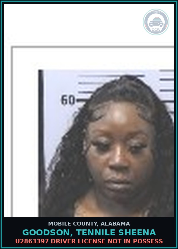 Booking mugshot of GOODSON, TENNILE SHEENA in Mobile County