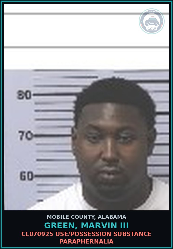 Booking mugshot of GREEN, MARVIN III in Mobile County
