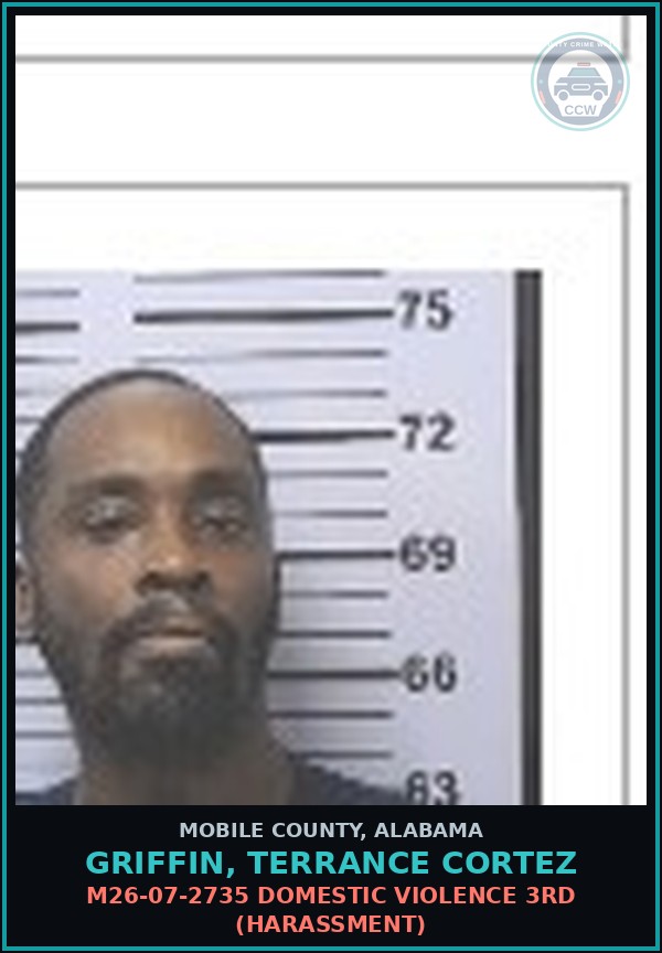 Booking mugshot of GRIFFIN, TERRANCE CORTEZ in Mobile County