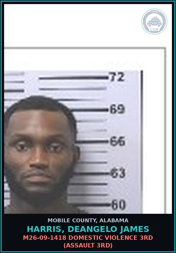 Booking mugshot of HARRIS, DEANGELO JAMES in Mobile County