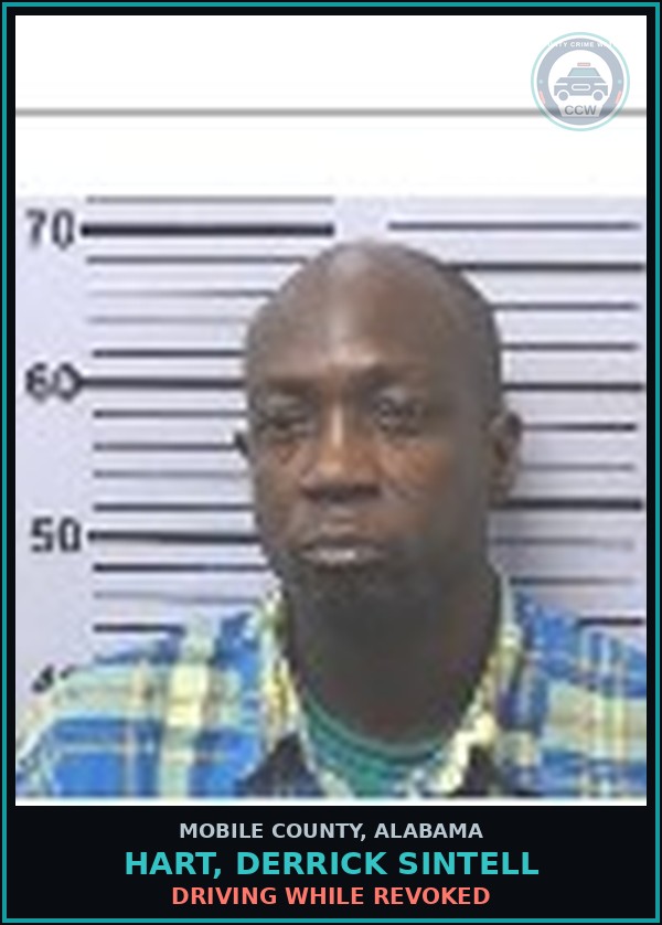 Booking mugshot of HART, DERRICK SINTELL in Mobile County
