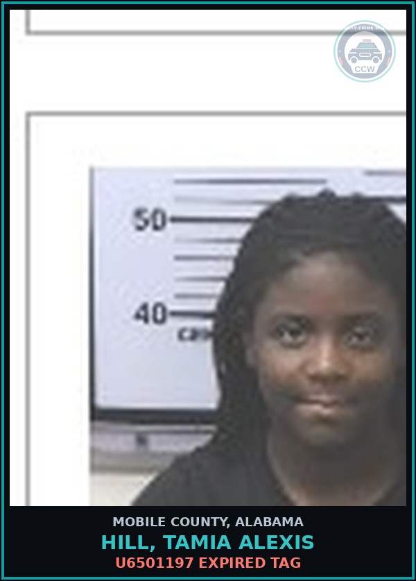 Booking mugshot of HILL, TAMIA ALEXIS in Mobile County