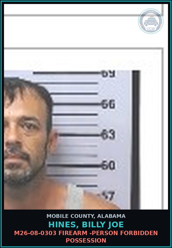 Booking mugshot of HINES, BILLY JOE in Mobile County