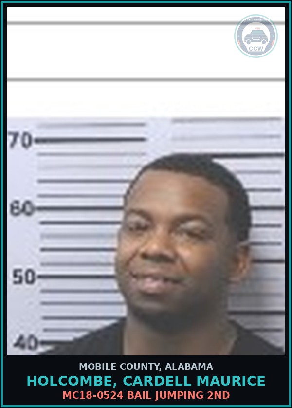 Booking mugshot of HOLCOMBE, CARDELL MAURICE in Mobile County