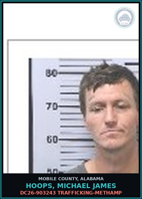 Booking mugshot of HOOPS, MICHAEL JAMES in Mobile County