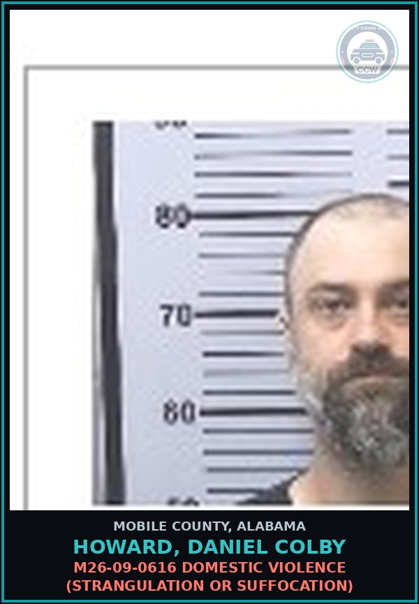 Booking mugshot of HOWARD, DANIEL COLBY in Mobile County