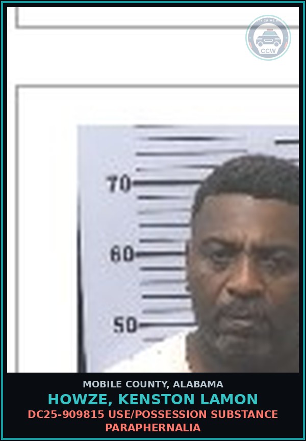 Booking mugshot of HOWZE, KENSTON LAMON in Mobile County
