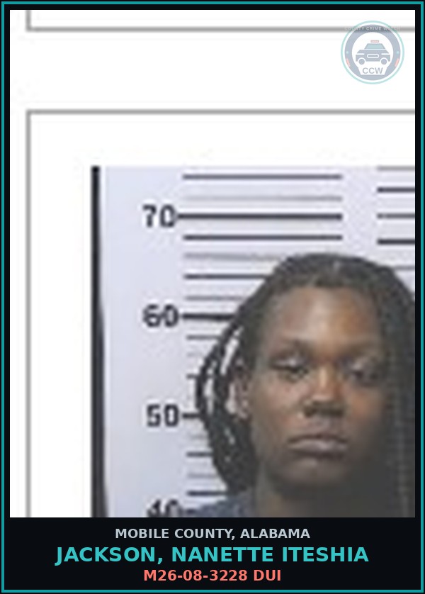 Booking mugshot of JACKSON, NANETTE ITESHIA in Mobile County