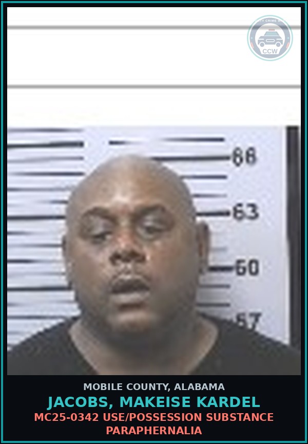 Booking mugshot of JACOBS, MAKEISE KARDEL in Mobile County