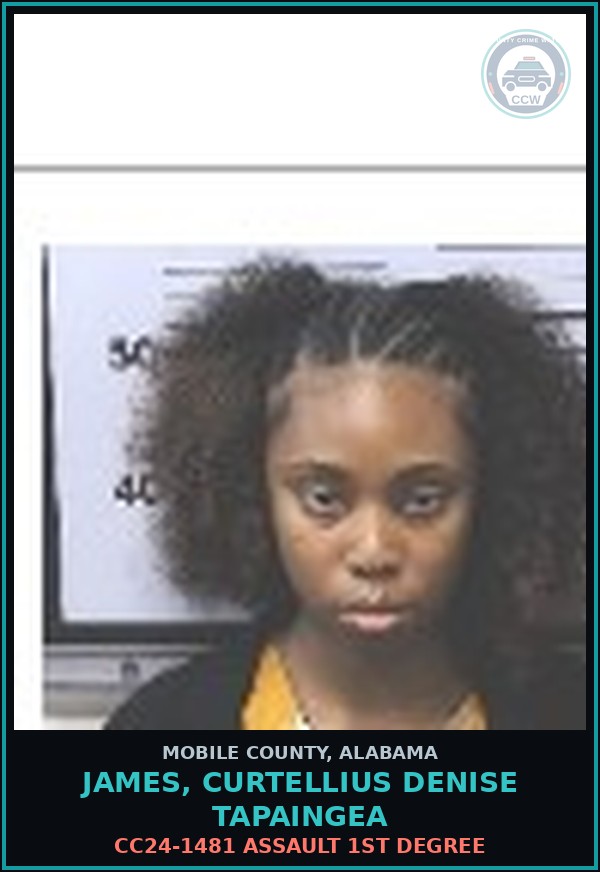Booking mugshot of JAMES, CURTELLIUS DENISE TAPAINGEA in Mobile County
