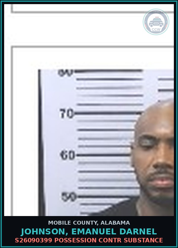 Booking mugshot of JOHNSON, EMANUEL DARNEL in Mobile County