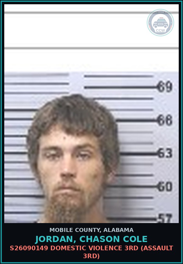 Booking mugshot of JORDAN, CHASON COLE in Mobile County