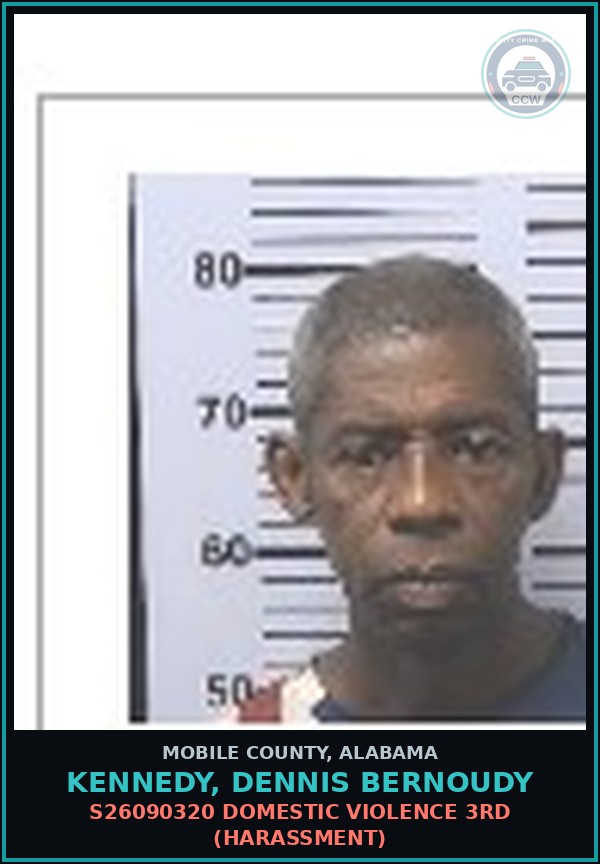 Booking mugshot of KENNEDY, DENNIS BERNOUDY in Mobile County