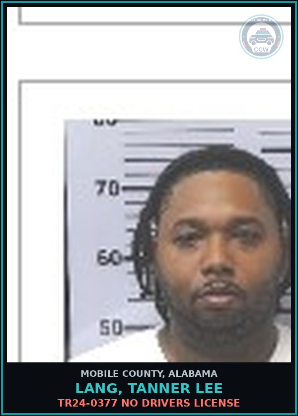 Booking mugshot of LANG, TANNER LEE in Mobile County