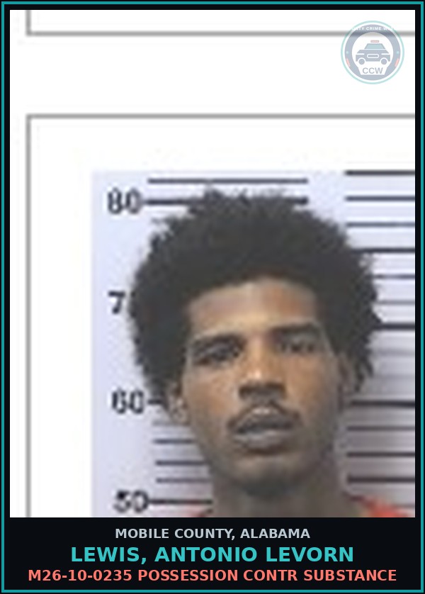 Booking mugshot of LEWIS, ANTONIO LEVORN in Mobile County