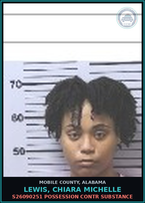 Booking mugshot of LEWIS, CHIARA MICHELLE in Mobile County