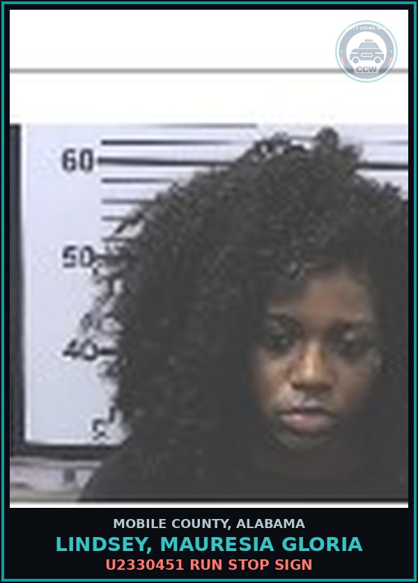 Booking mugshot of LINDSEY, MAURESIA GLORIA in Mobile County