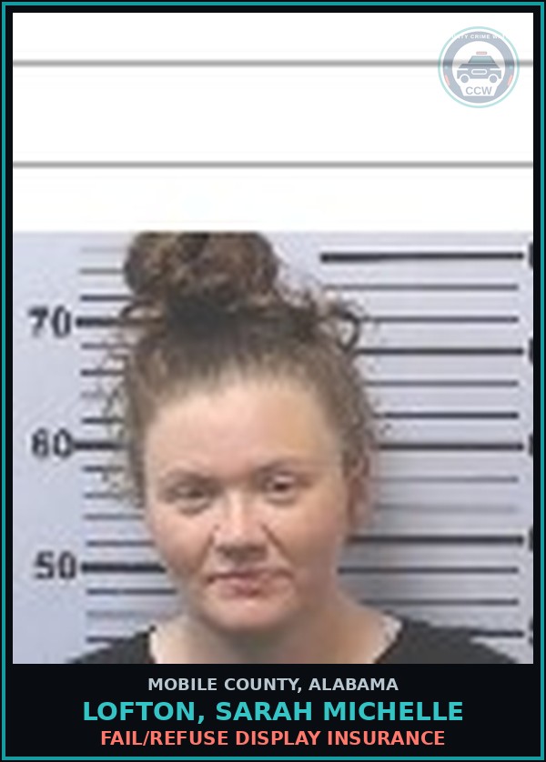 Booking mugshot of LOFTON, SARAH MICHELLE in Mobile County