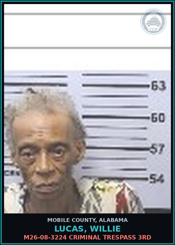 Booking mugshot of LUCAS, WILLIE in Mobile County