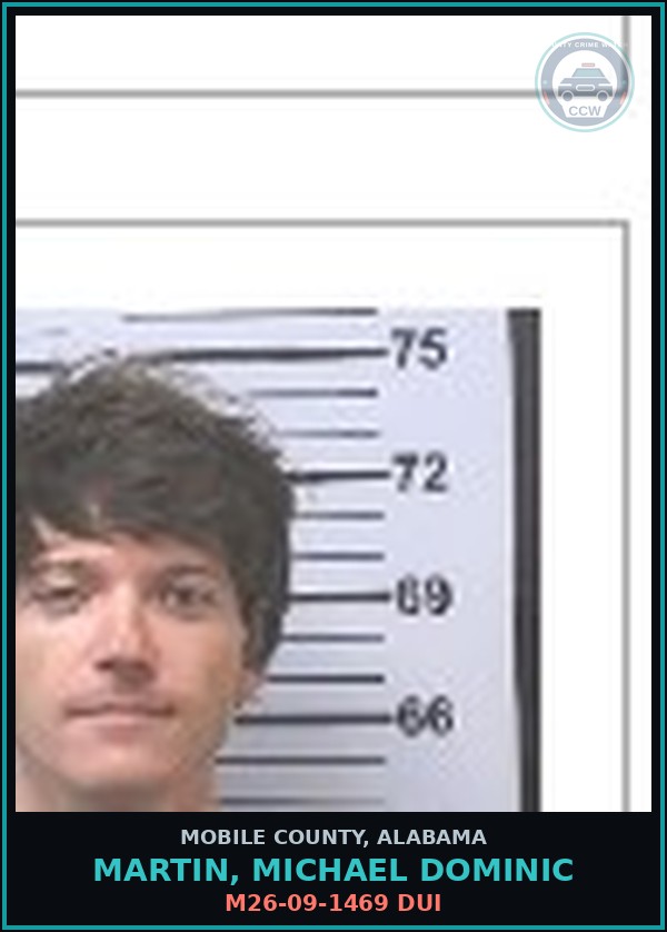 Booking mugshot of MARTIN, MICHAEL DOMINIC in Mobile County