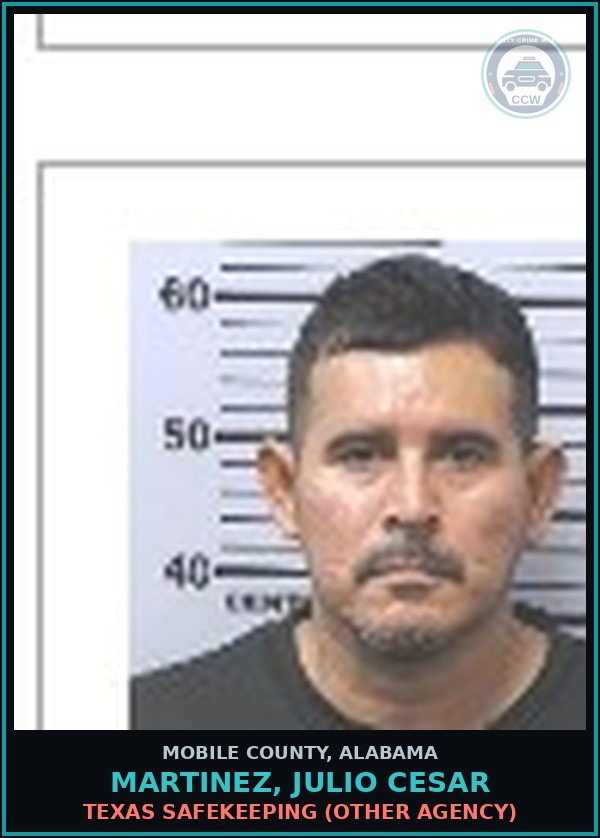 Booking mugshot of MARTINEZ, JULIO CESAR in Mobile County