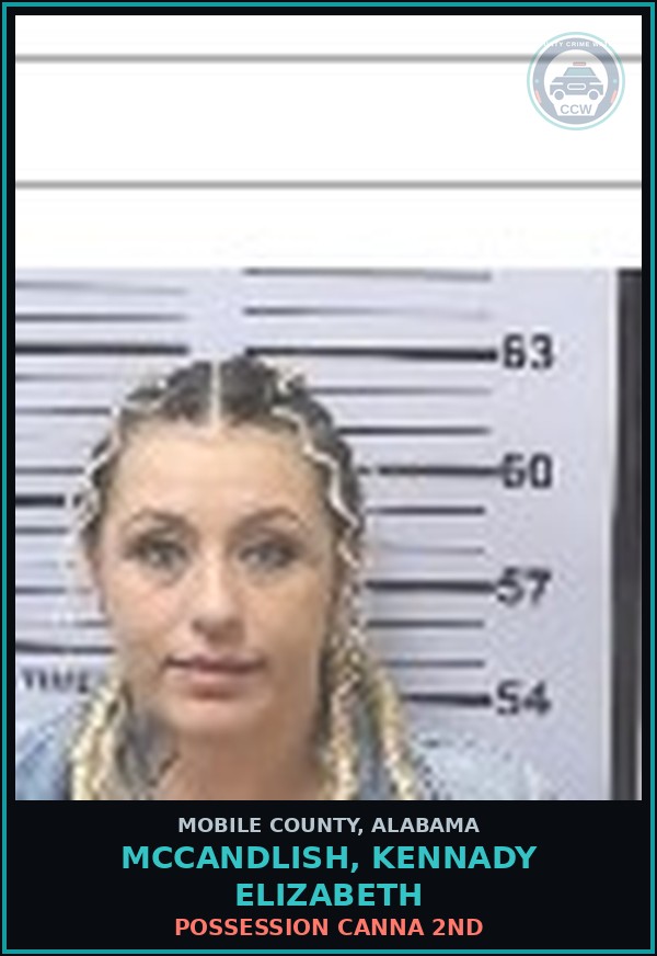Booking mugshot of MCCANDLISH, KENNADY ELIZABETH in Mobile County
