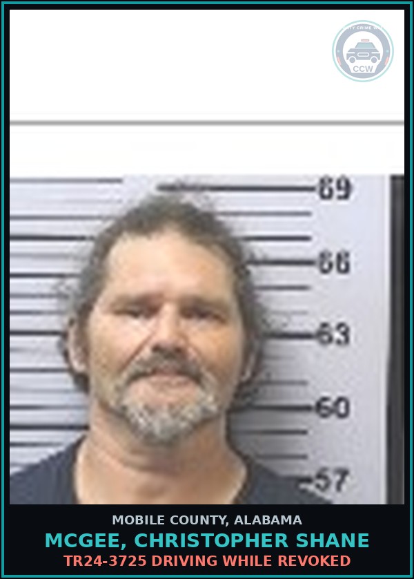 Booking mugshot of MCGEE, CHRISTOPHER SHANE in Mobile County