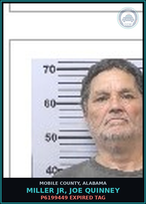 Booking mugshot of MILLER JR, JOE QUINNEY in Mobile County