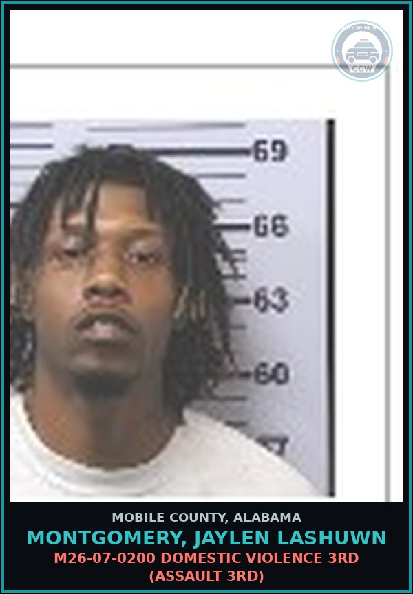 Booking mugshot of MONTGOMERY, JAYLEN LASHUWN in Mobile County