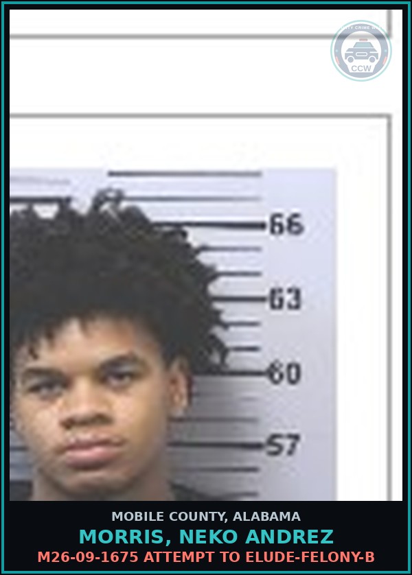 Booking mugshot of MORRIS, NEKO ANDREZ in Mobile County