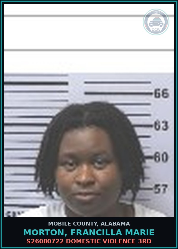 Booking mugshot of MORTON, FRANCILLA MARIE in Mobile County