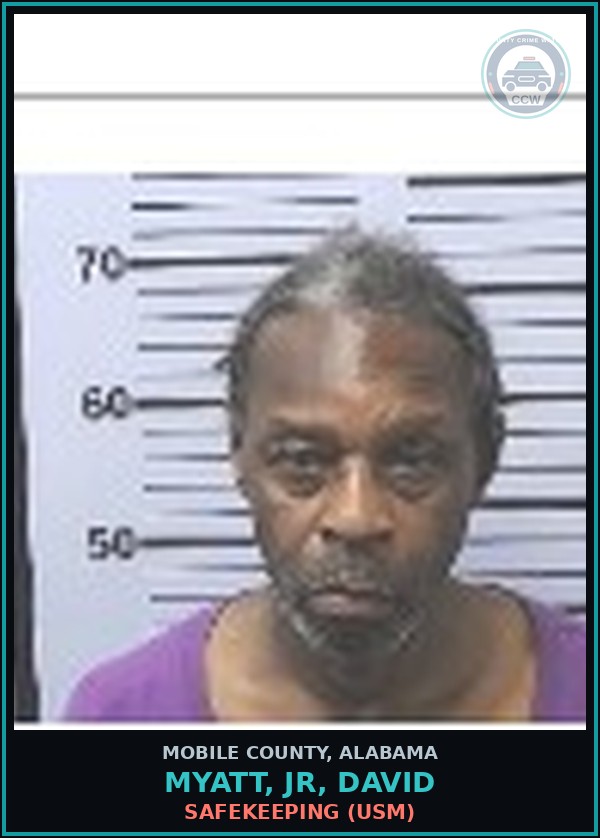 Booking mugshot of MYATT, JR, DAVID in Mobile County