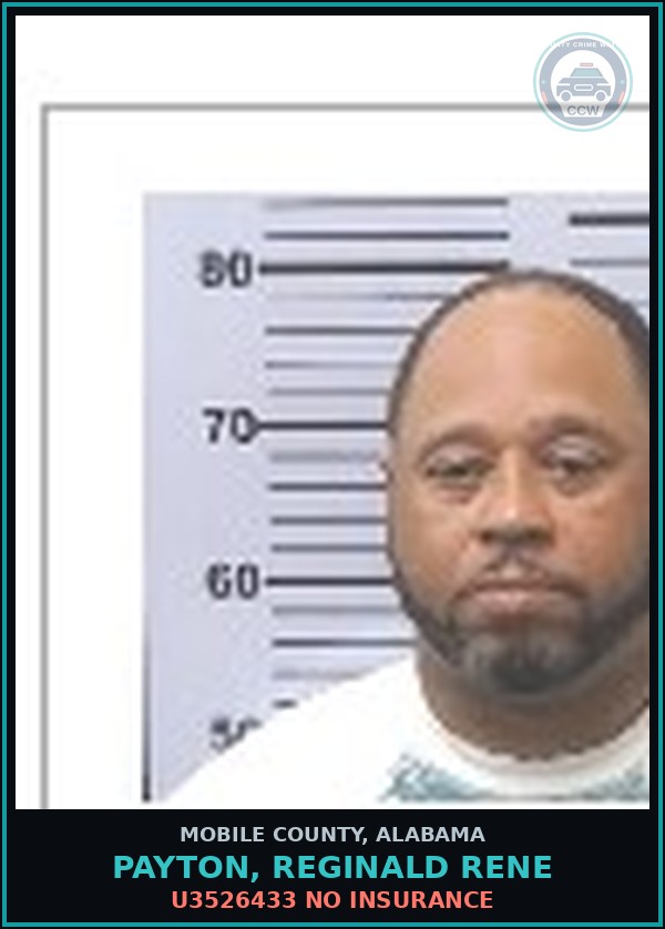 Booking mugshot of PAYTON, REGINALD RENE in Mobile County