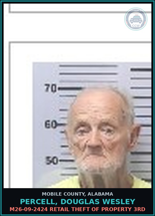Booking mugshot of PERCELL, DOUGLAS WESLEY in Mobile County