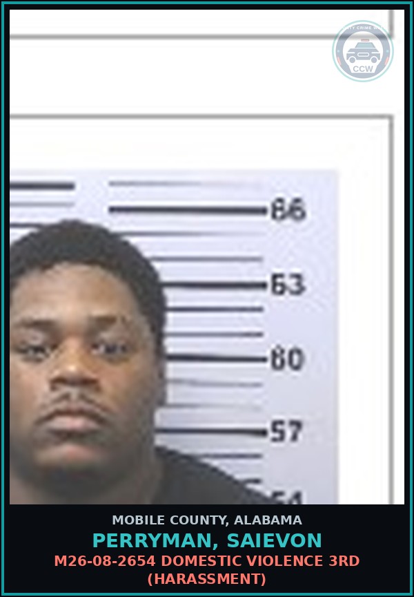 Booking mugshot of PERRYMAN, SAIEVON in Mobile County